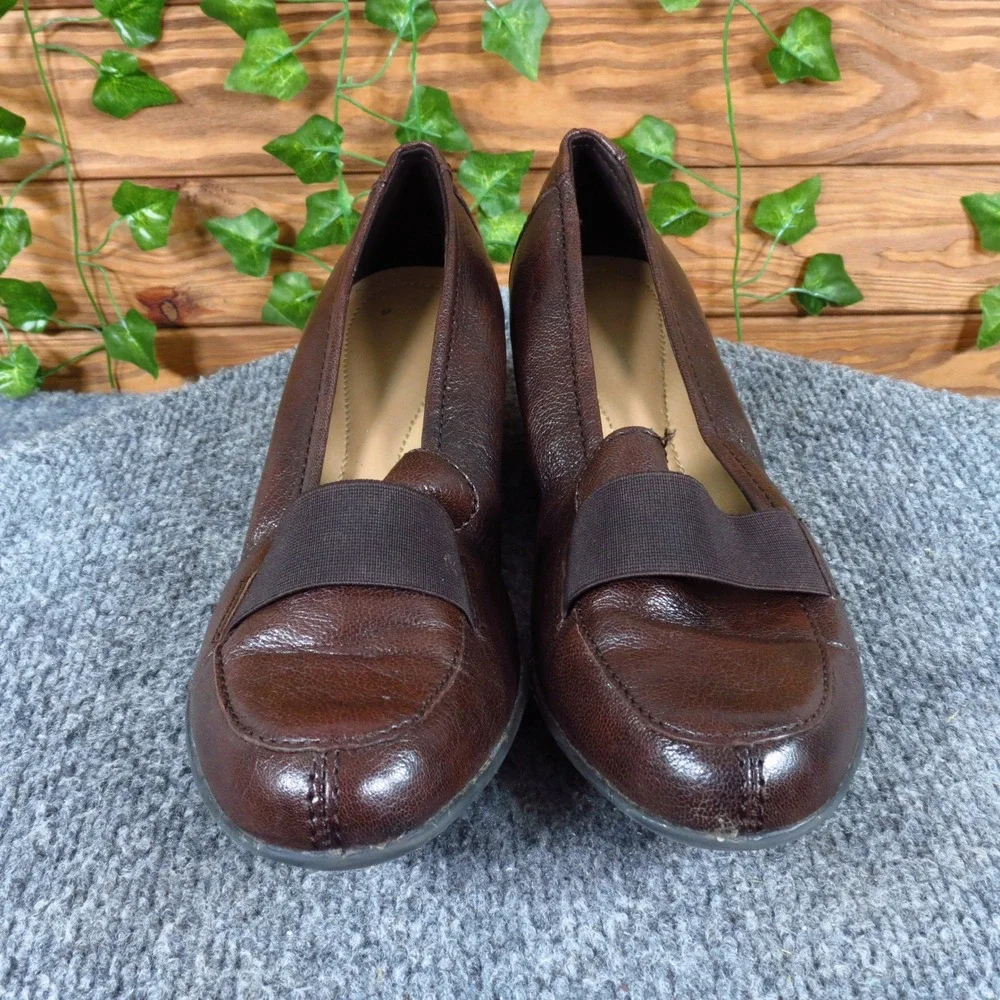 Naturalizer Ashley Women Wedge Loafer Size 8.5 Professional Work Brown‎ Leather